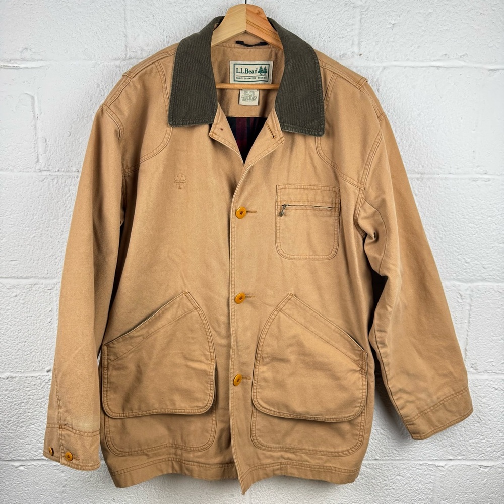 L.L. Bean Vintage Canvas Field Jacket Plaid Lined | Men’s Large